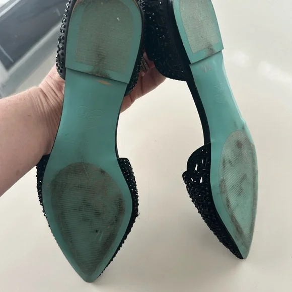 Betsey Johnson Lucy  embellished  black Pointed-Toe Woven Flat Loafers size 7.5 - Picture 6 of 10